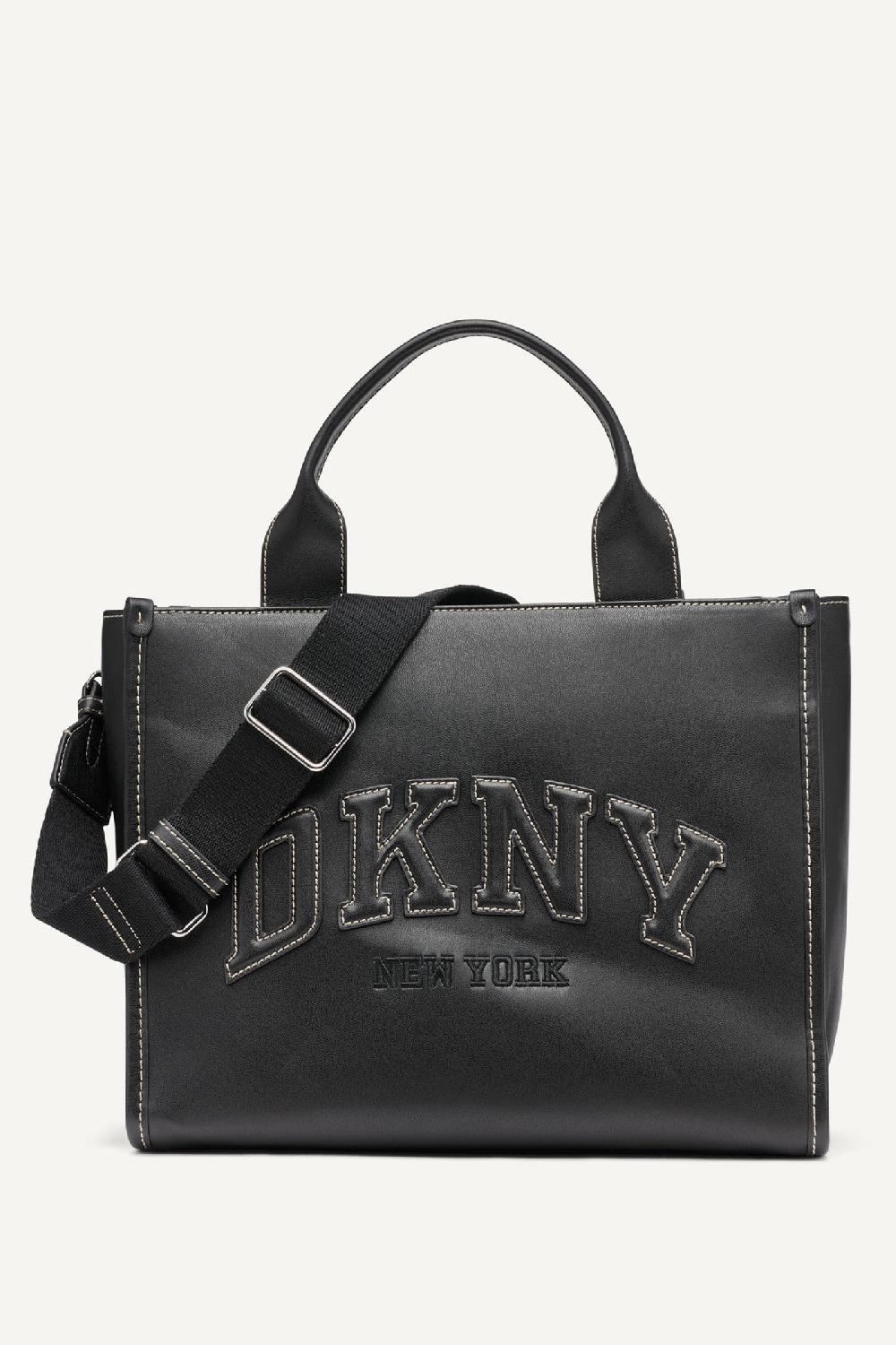 dkny HADLEE EMBELLISHED MEDIUM LOGO TOTE Black