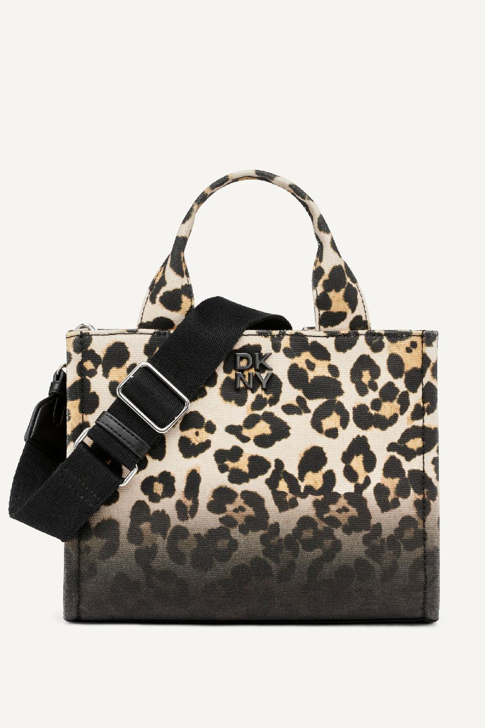 dkny HADLEE LEOPARD PRINT SMALL LOGO TOTE LEOPARD