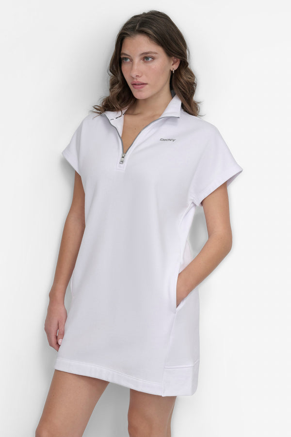 Dkny HALF-ZIP MINI SNEAKER DRESS White