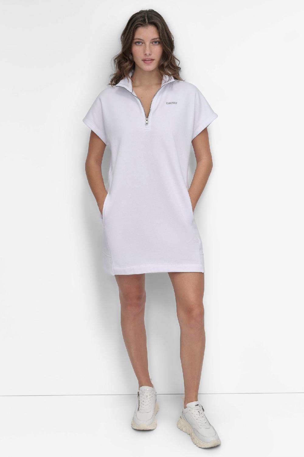 dkny HALF-ZIP MINI SNEAKER DRESS White