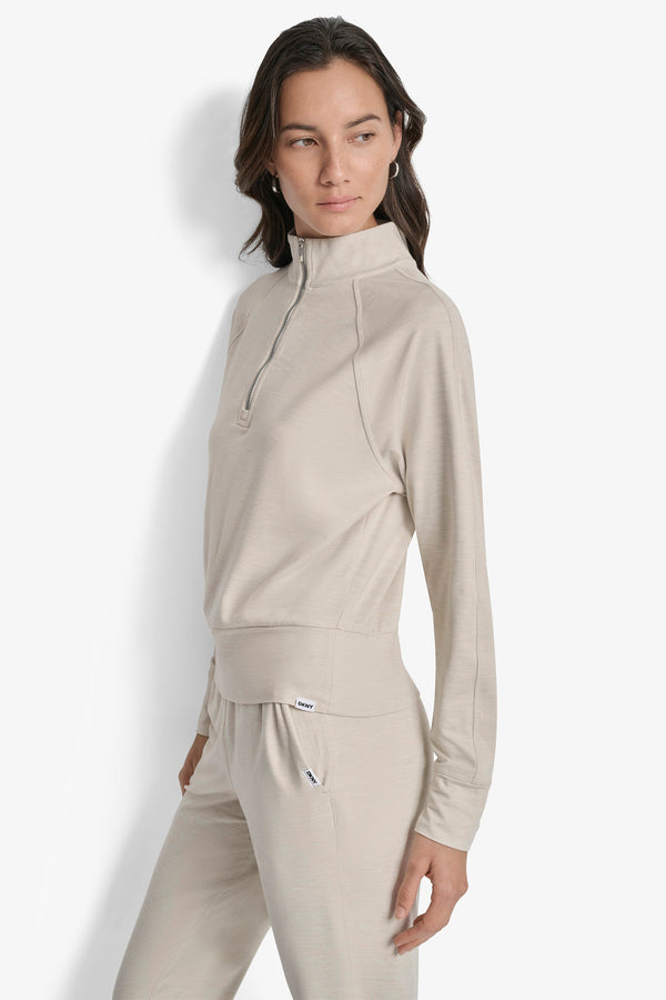 Dkny HALF-ZIP SWEATER Pebble SpaceDye