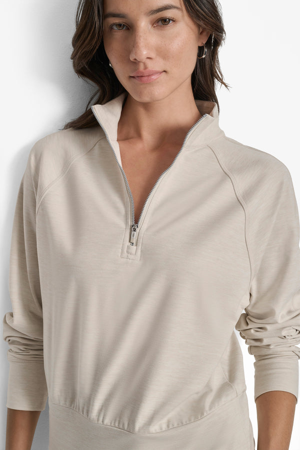 Dkny HALF-ZIP SWEATER Pebble SpaceDye