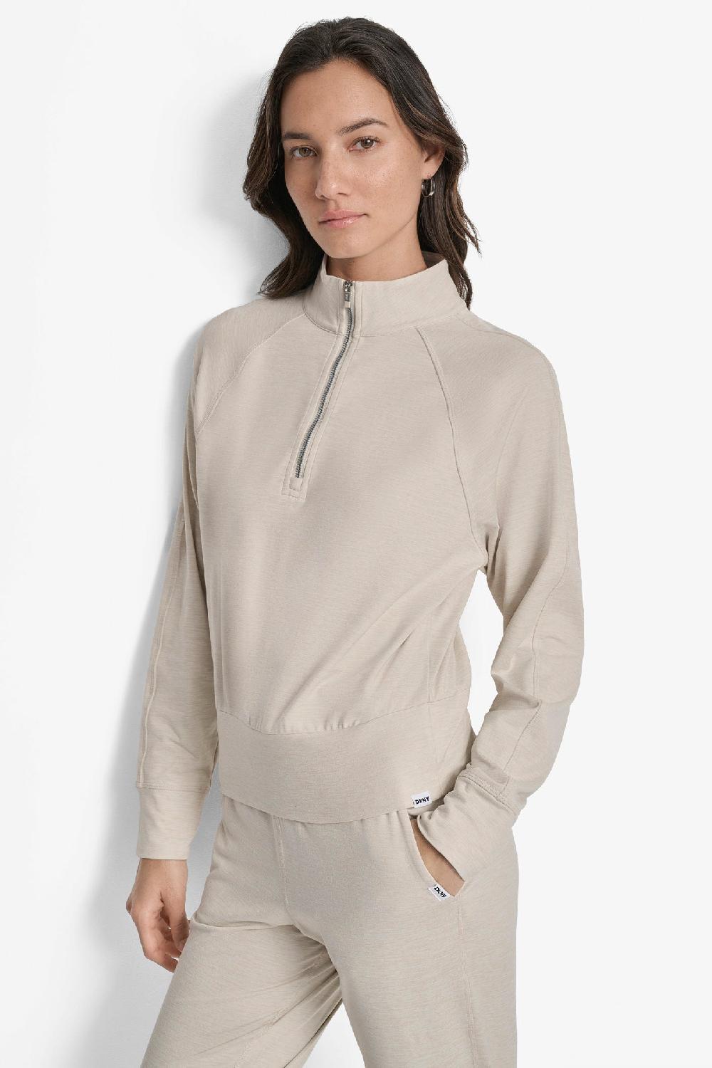 dkny HALF-ZIP SWEATER Pebble SpaceDye