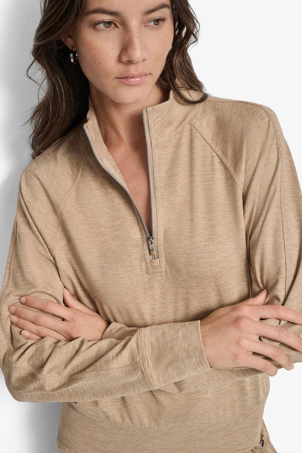 Dkny HALF-ZIP SWEATER Travertine Spacedye