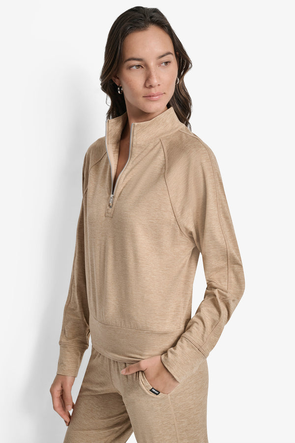Dkny HALF-ZIP SWEATER Travertine Spacedye