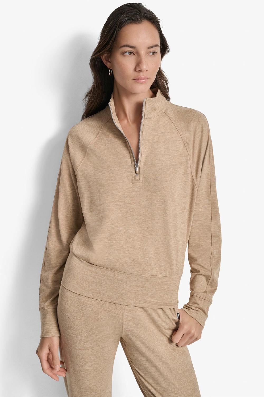 dkny HALF-ZIP SWEATER Travertine Spacedye