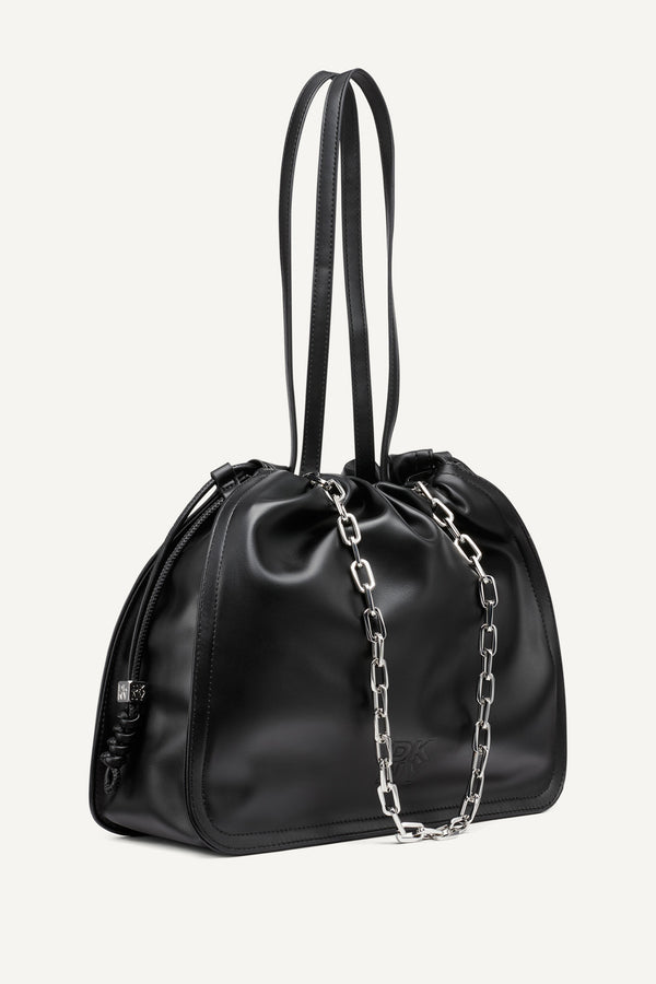 Dkny HALLE DRAWSTRING TOTE Black/Silver