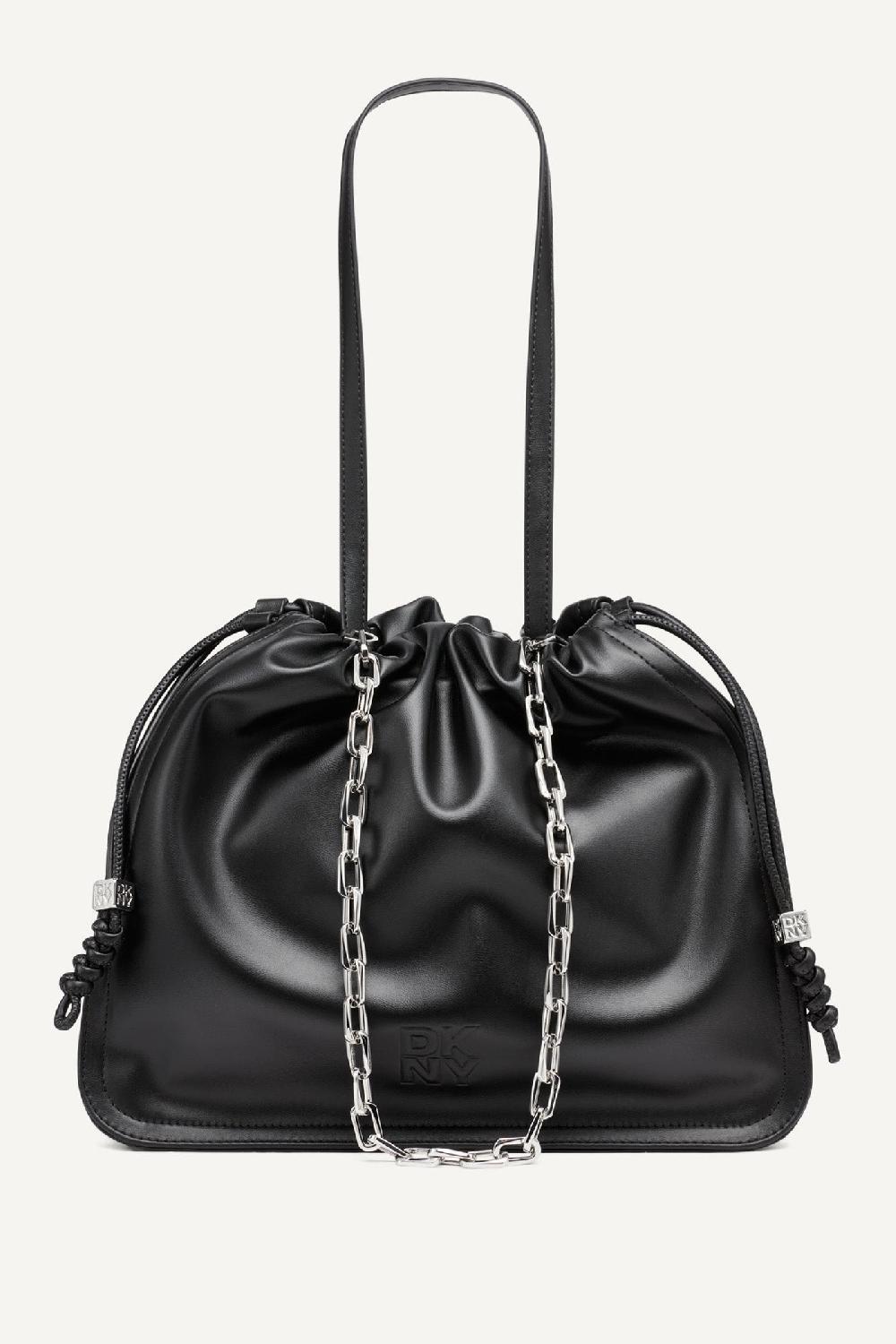 dkny HALLE DRAWSTRING TOTE Black/Silver