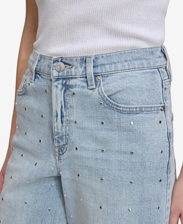 Dkny HIGH Rise Length WIDE LEG WITH STUDS Atlantic