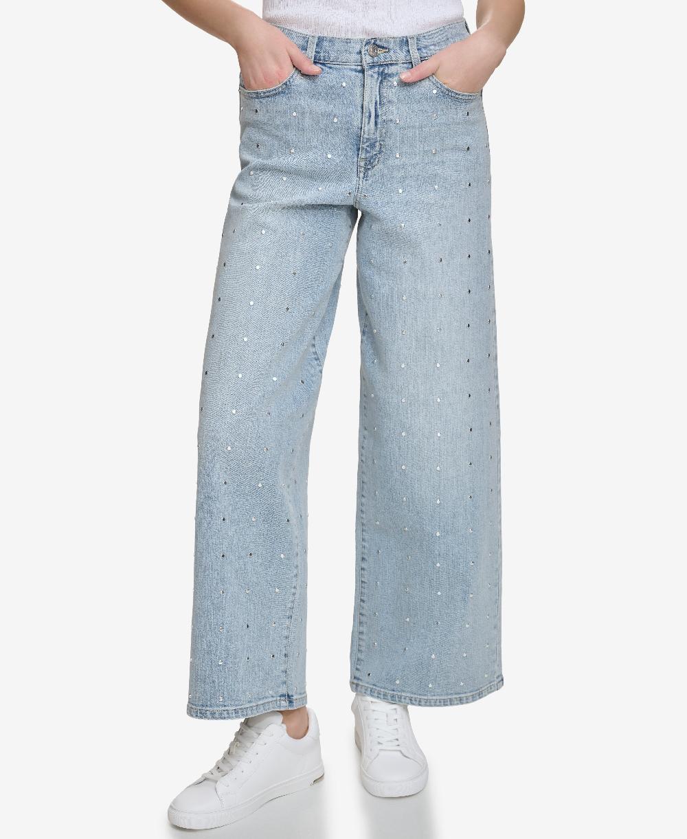 dkny HIGH Rise Length WIDE LEG WITH STUDS Atlantic