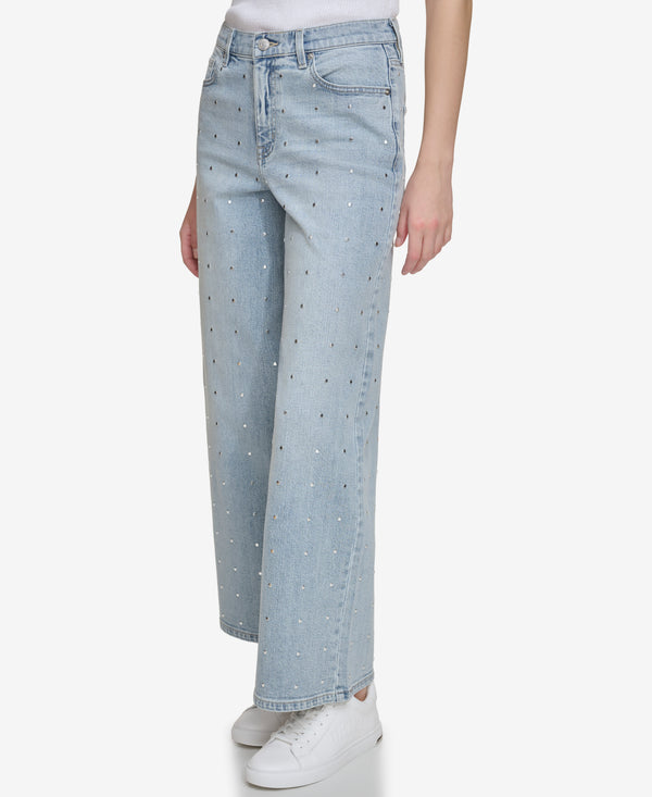 Dkny HIGH Rise Length WIDE LEG WITH STUDS Atlantic
