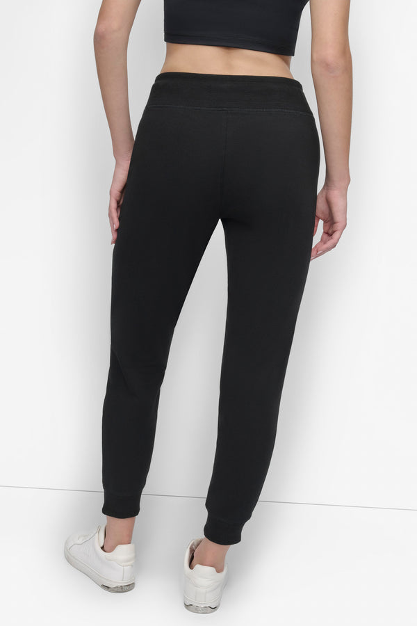 Dkny HIGH-RISE LOGO DRAWSTRING JOGGER Black