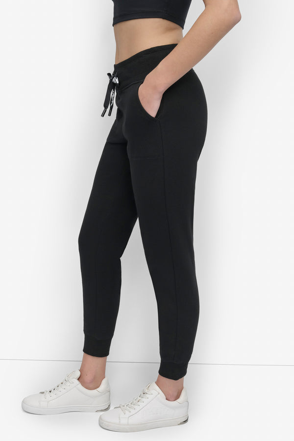 Dkny HIGH-RISE LOGO DRAWSTRING JOGGER Black