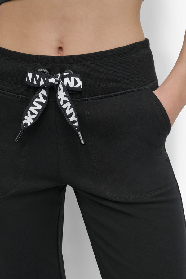 Dkny HIGH-RISE LOGO DRAWSTRING JOGGER Black