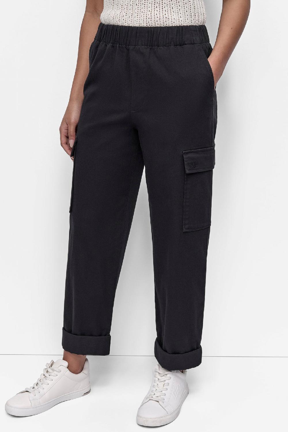 dkny HIGH-RISE PULL-ON CARGO JOGGER Black