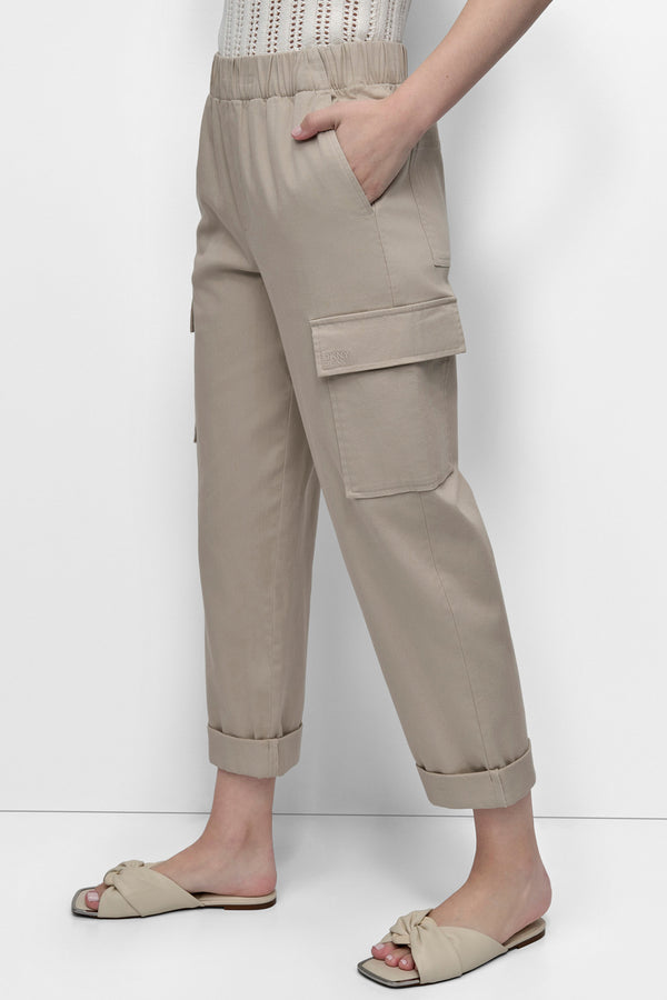 Dkny HIGH-RISE PULL-ON CARGO JOGGER Pebble