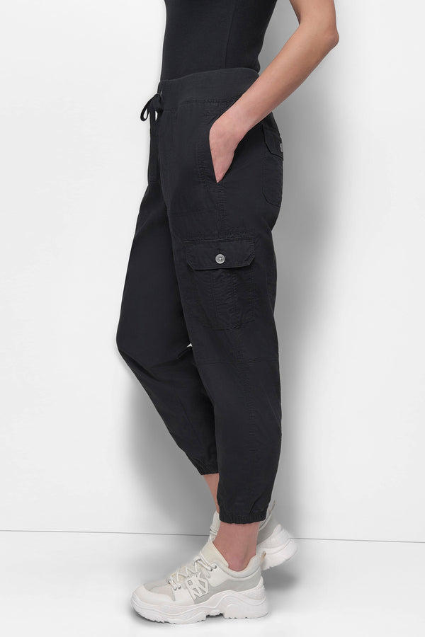 Dkny HIGH-RISE SLIM UTILITY CARGO JOGGER Black