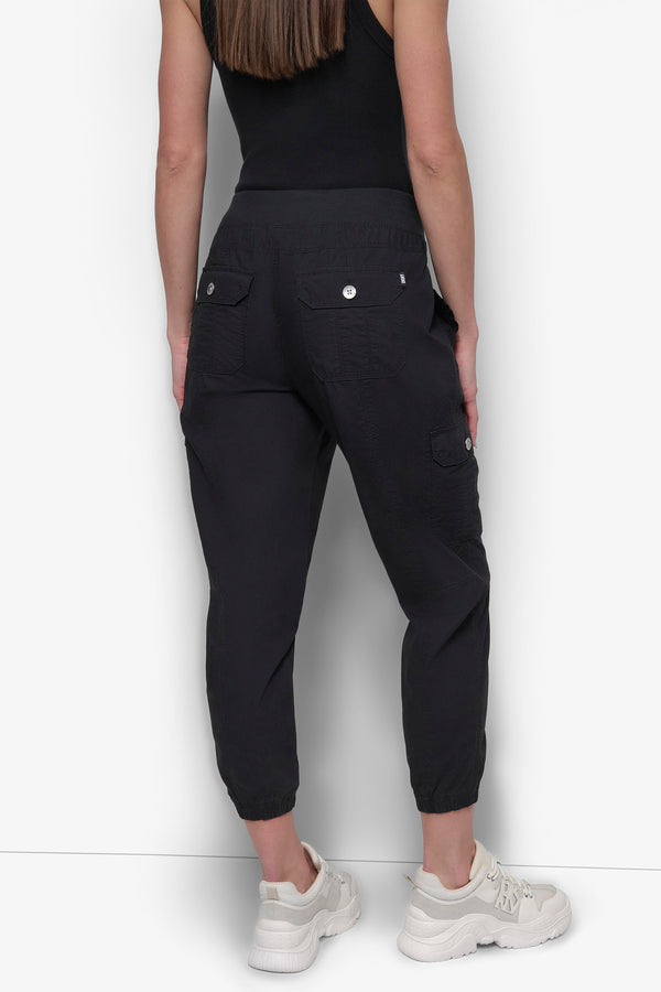 Dkny HIGH-RISE SLIM UTILITY CARGO JOGGER Black