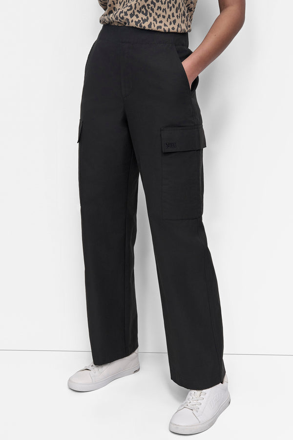 Dkny HIGH-RISE STRAIGHT-LEG CARGO PANT Black
