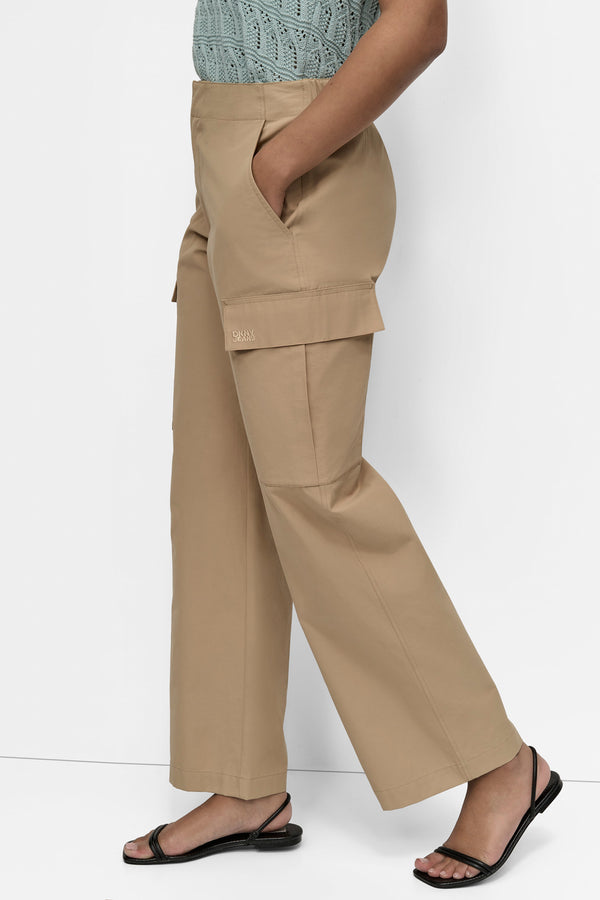 Dkny HIGH-RISE STRAIGHT-LEG CARGO PANT Travertine
