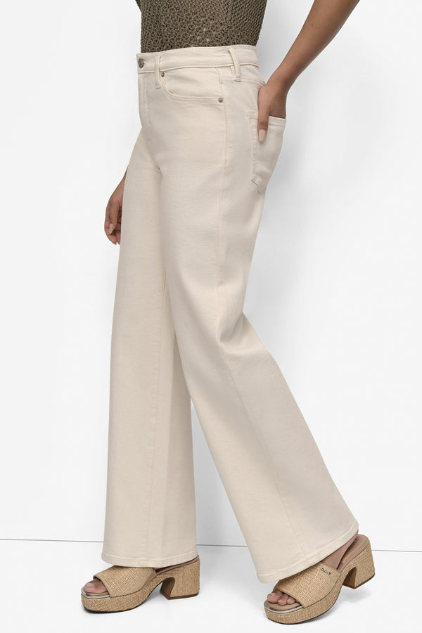 Dkny HIGH-RISE TAILORED WIDE-LEG JEAN Ecru