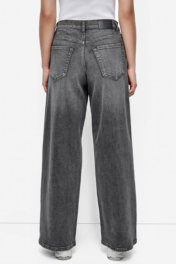 Dkny HIGH-RISE TAILORED WIDE-LEG JEAN PAVEMENT