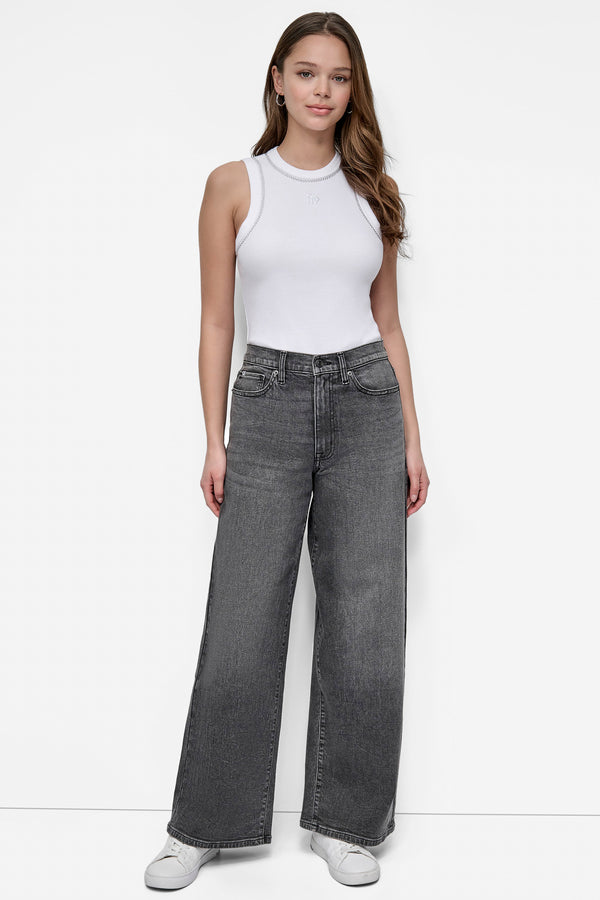 Dkny HIGH-RISE TAILORED WIDE-LEG JEAN PAVEMENT