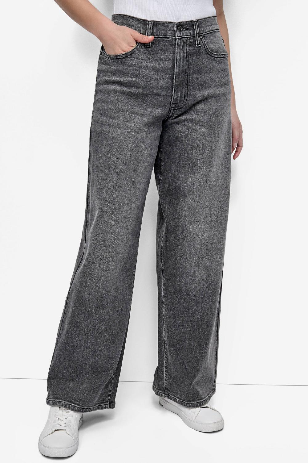 dkny HIGH-RISE TAILORED WIDE-LEG JEAN PAVEMENT