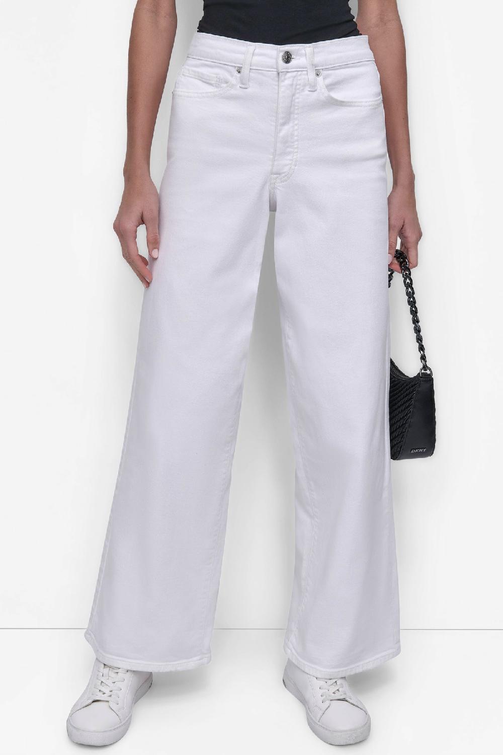 dkny HIGH-RISE TAILORED WIDE-LEG JEAN White