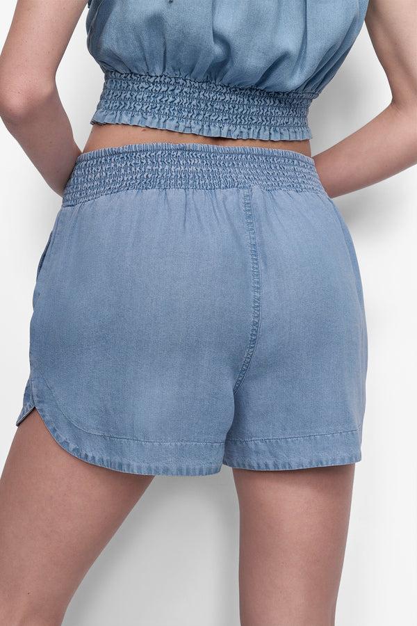 Dkny HIGH-RISE TENCEL™ SHORTS CHAMBRAY