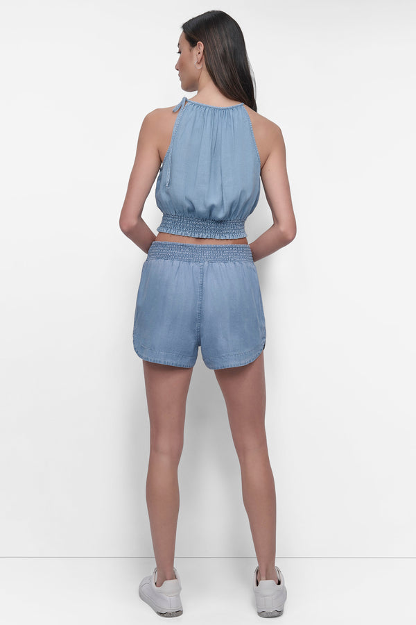 Dkny HIGH-RISE TENCEL™ SHORTS CHAMBRAY