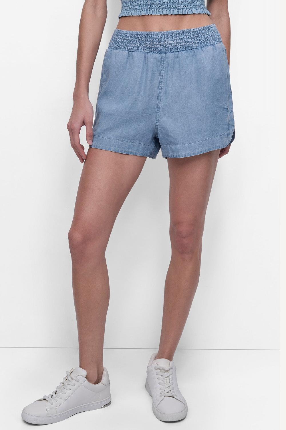 dkny HIGH-RISE TENCEL™ SHORTS CHAMBRAY