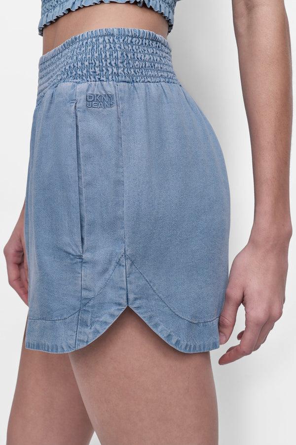 Dkny HIGH-RISE TENCEL™ SHORTS CHAMBRAY