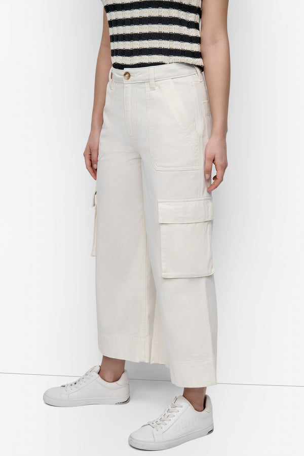 Dkny HIGH-RISE WIDE-LEG UTILITY CARGO Ecru