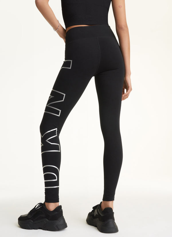Dkny HIGH WAIST 7/8 EXPLODED LOGO LEGGINGS Black