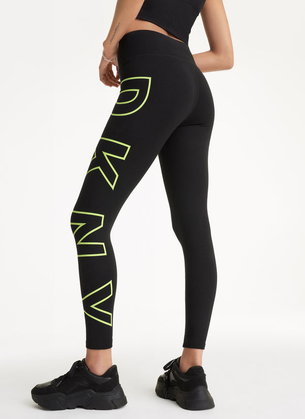 Dkny HIGH WAIST 7/8 EXPLODED LOGO LEGGINGS Zest
