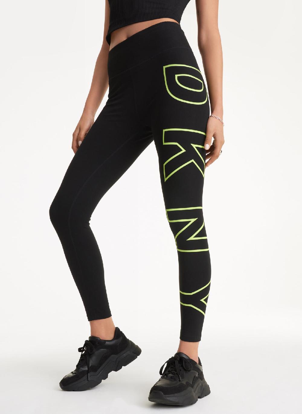 dkny HIGH WAIST 7/8 EXPLODED LOGO LEGGINGS Zest