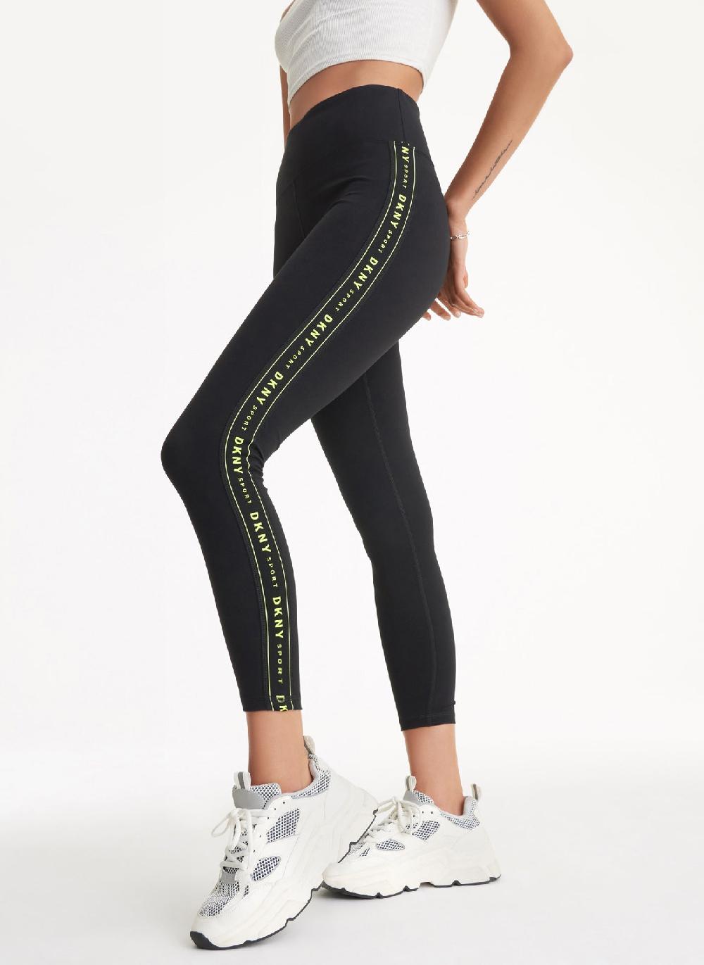 dkny HIGH WAIST 7/8 LOGO TAPE LEGGINGS Zest