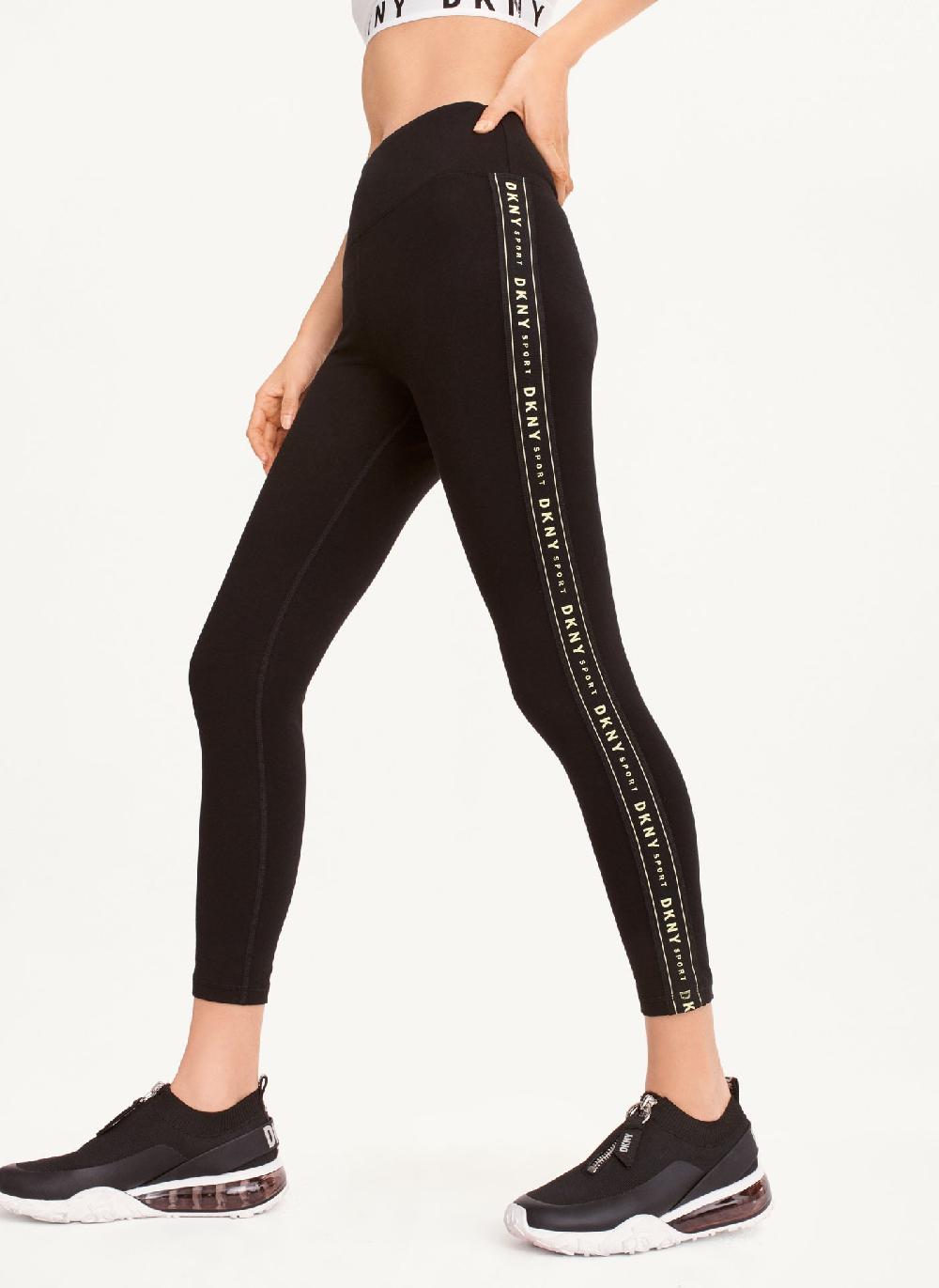 dkny HIGH WAISTED LOGO TAPING LEGGINGS Black
