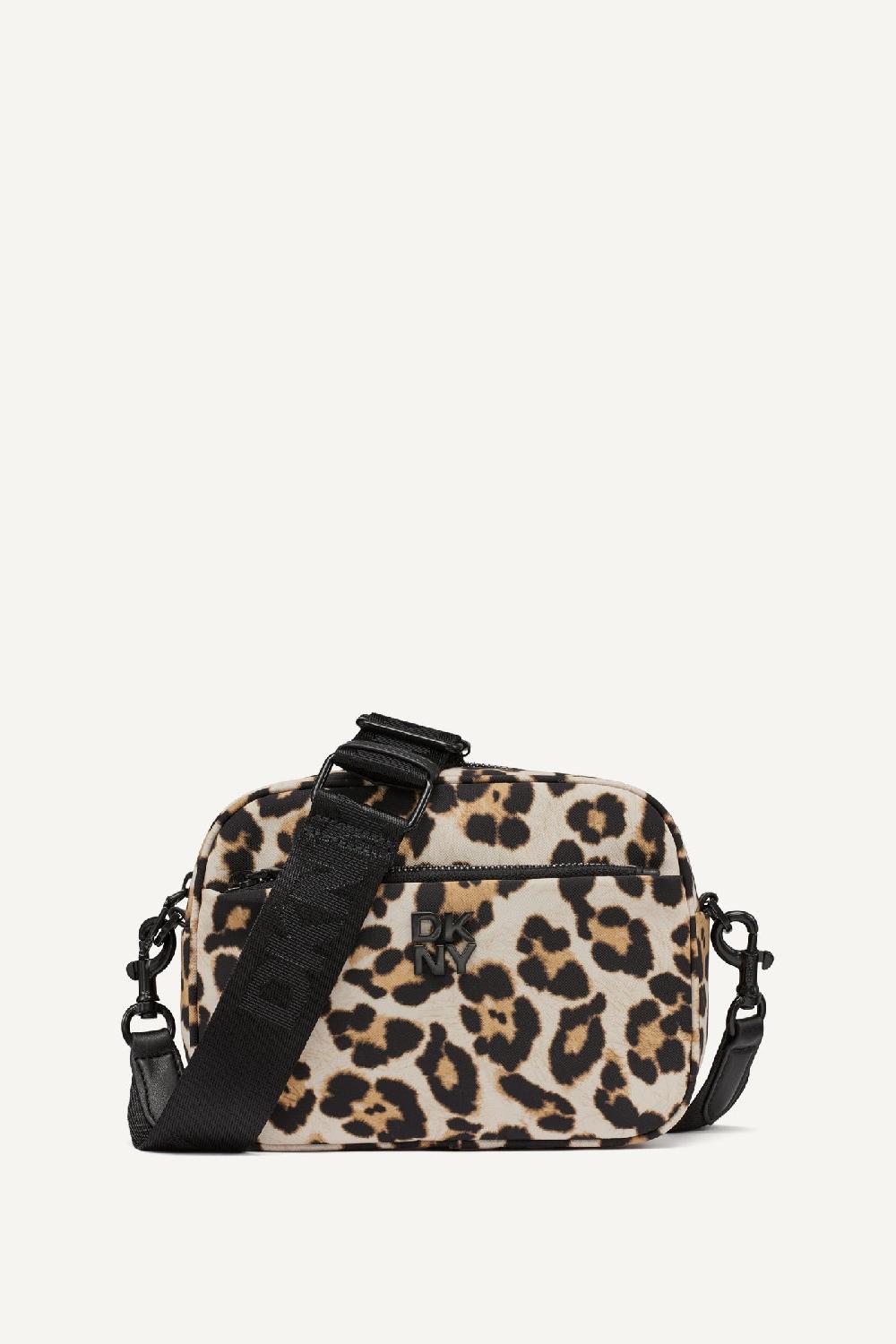 dkny JENNY LOGO EMBOSSED CAMERA BAG Leopard