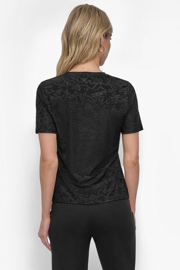 Dkny KNIT GRAFFITI TOP Black
