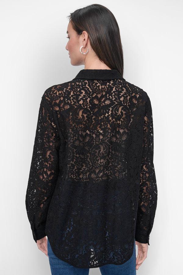 dkny LACE UTILITY SHIRT Black