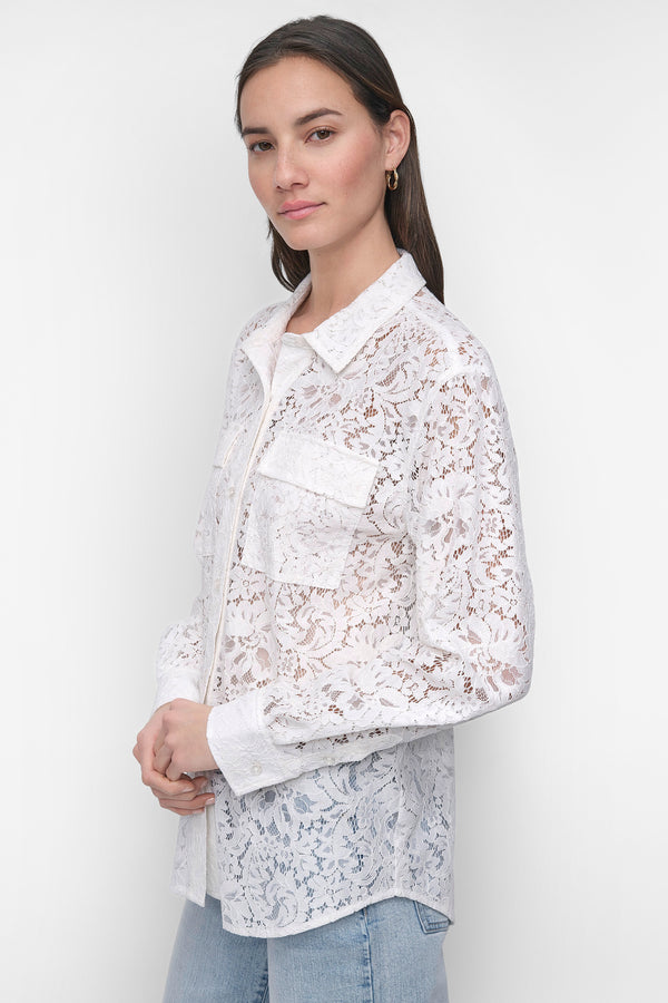 Dkny LACE UTILITY SHIRT White