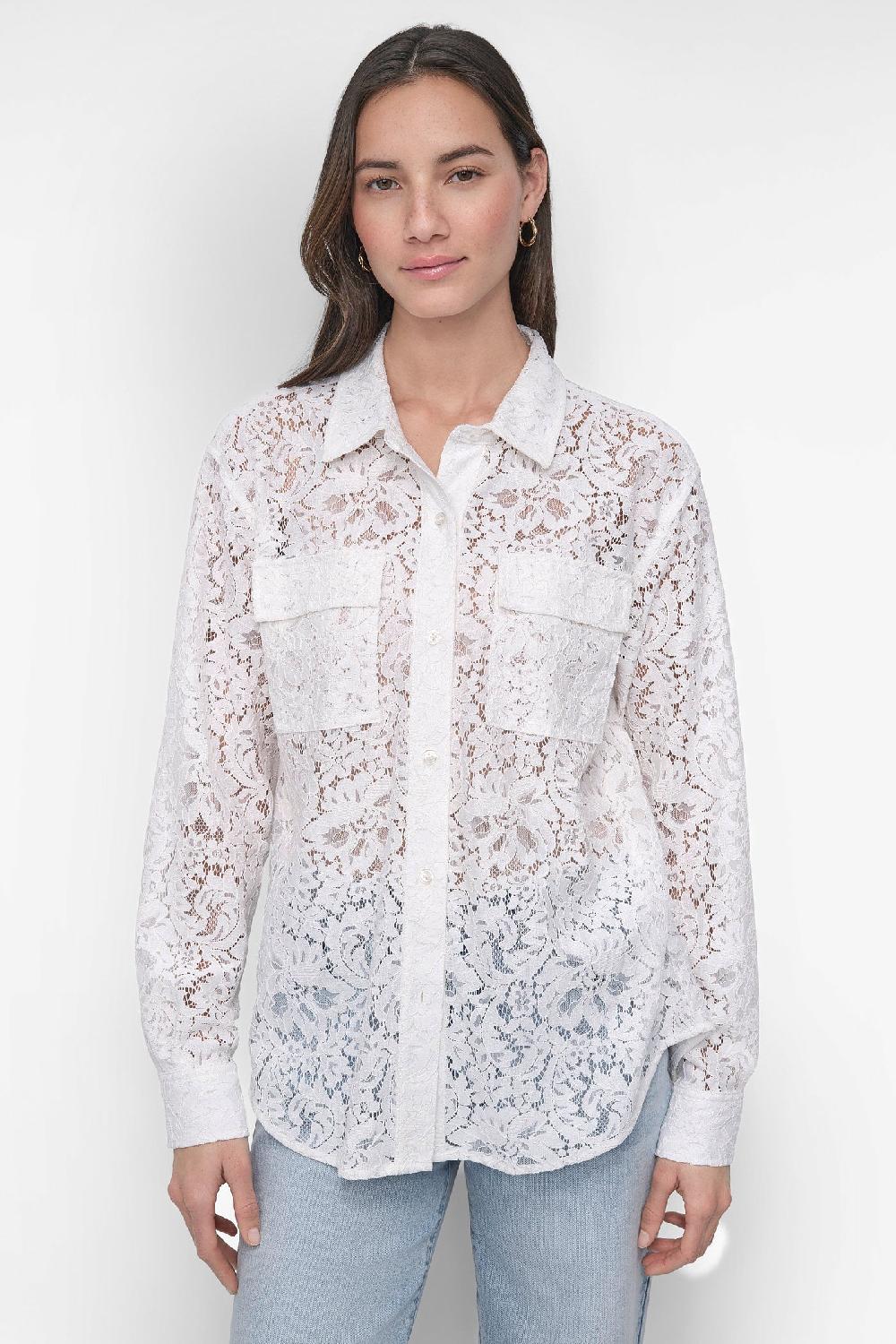 dkny LACE UTILITY SHIRT White