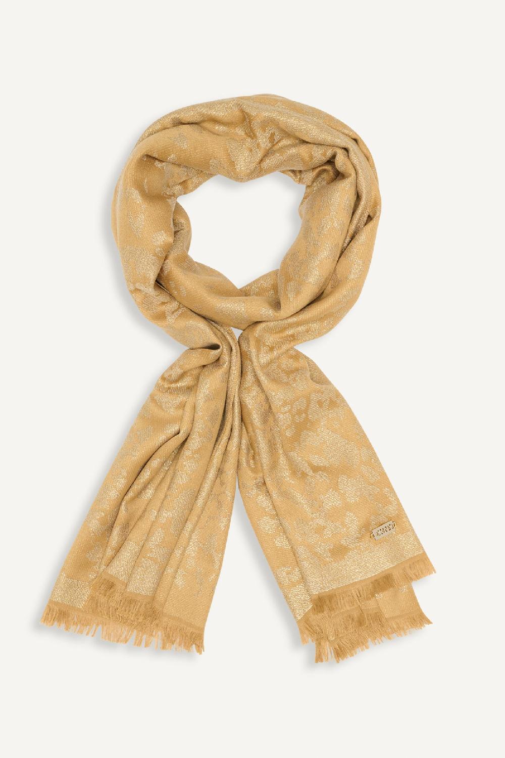 dkny LEOPARD LUREX PASHMINA WHISKEY