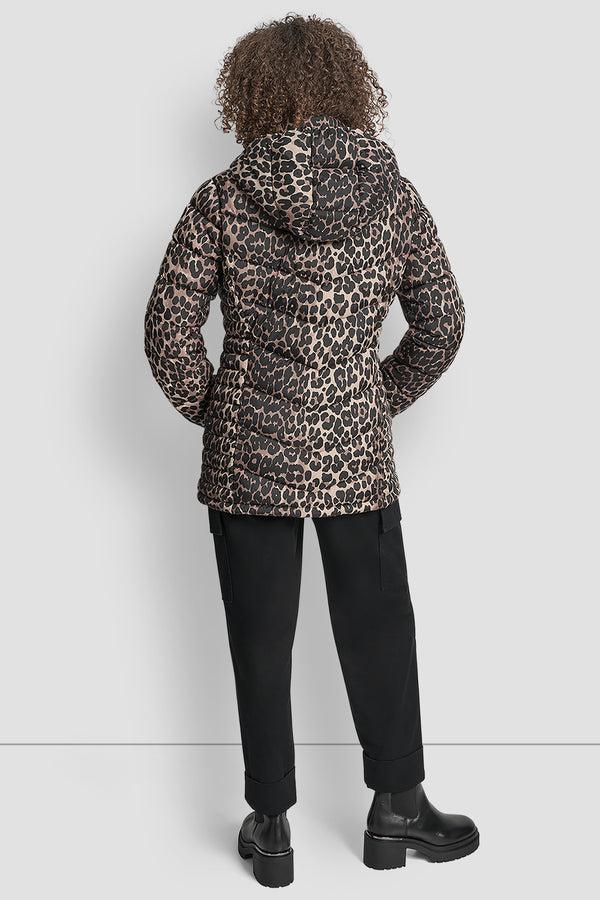 Dkny LIGHTWEIGHT PUFFER JACKET LEOPARD