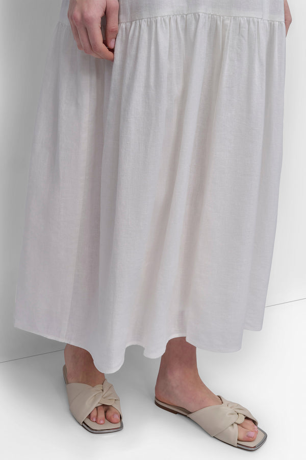 Dkny LINEN SLEEVELESS TIERED MAXI IVORY