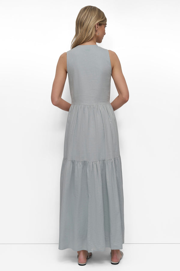 Dkny LINEN SLEEVELESS TIERED MAXI MINERAL