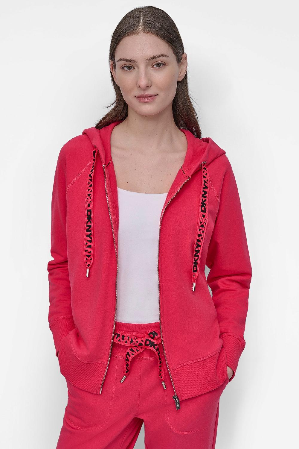 dkny LOGO DRAWSTRING PERFORMANCE HOODIE AZALEA