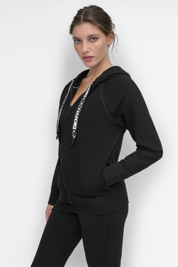 Dkny LOGO DRAWSTRING PERFORMANCE HOODIE Black